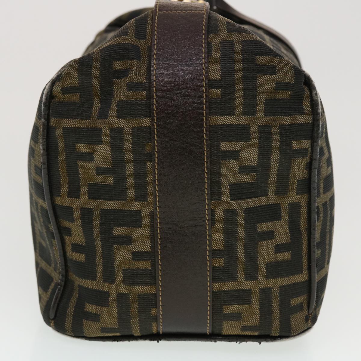 FENDI Zucca Canvas Vanity Pouch Hand Bag Nylon Brown Black tb667