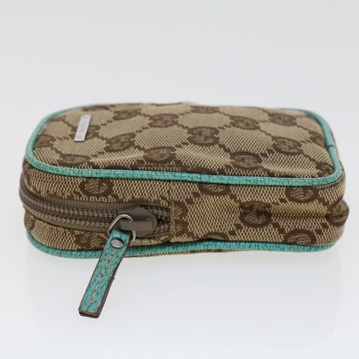GUCCI GG Canvas Cigarette Case Beige Light Blue 115249 tb678