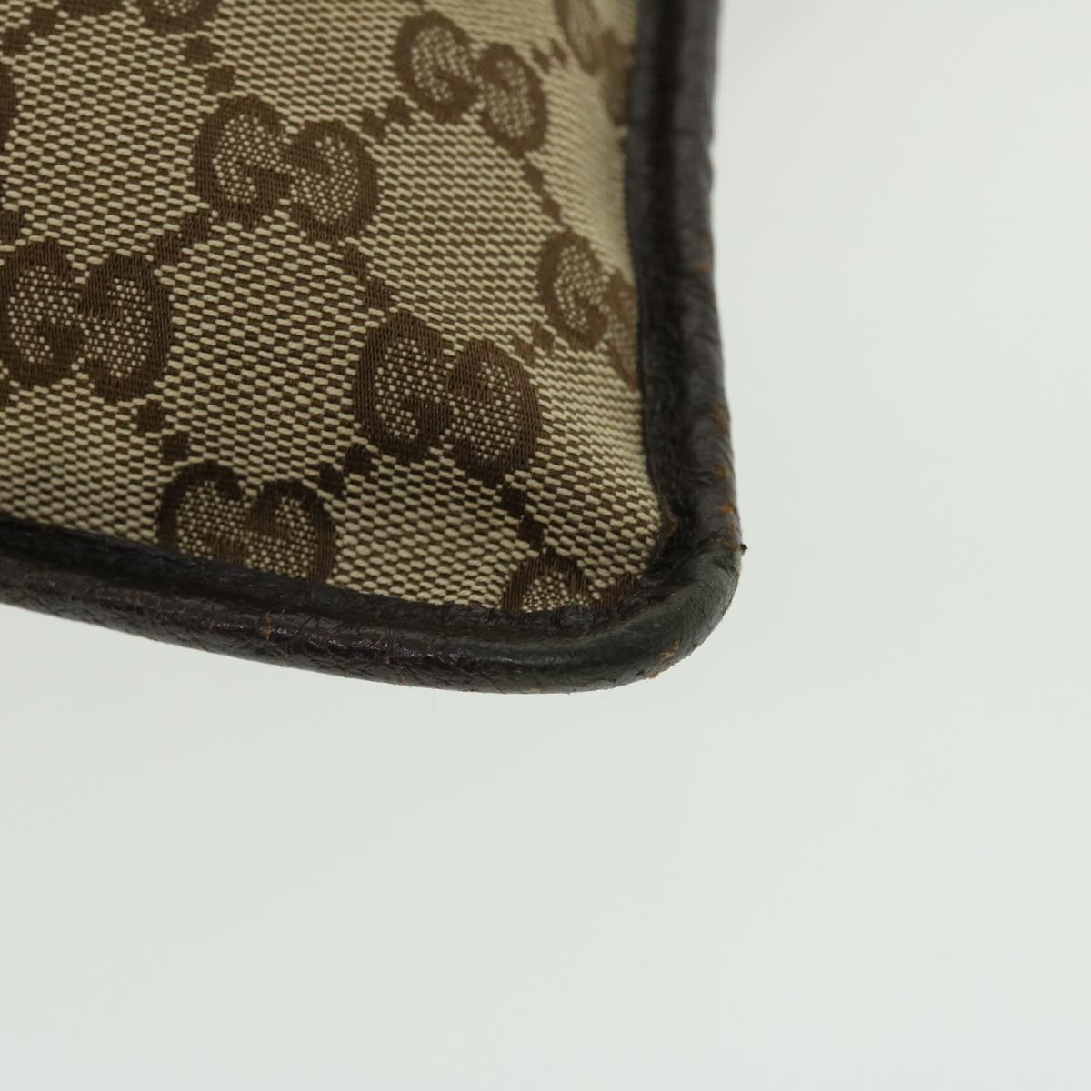 GUCCI GG Canvas Web Sherry Line Shoulder Bag Leather Beige Red 27639 tb860