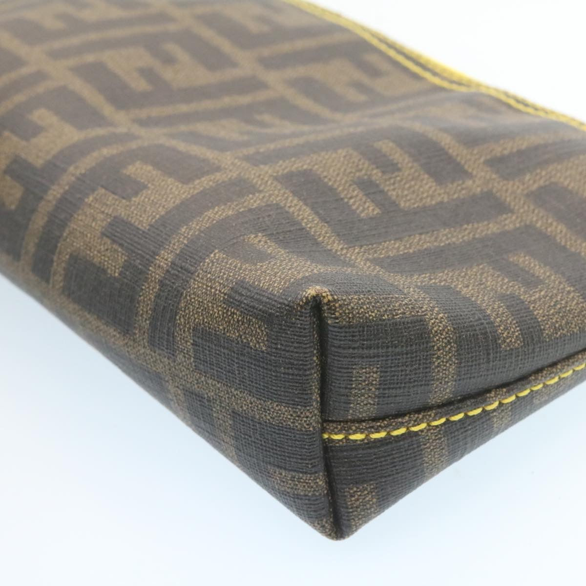 FENDI Zucca Canvas Chain Accessory Pouch Brown Black th2113