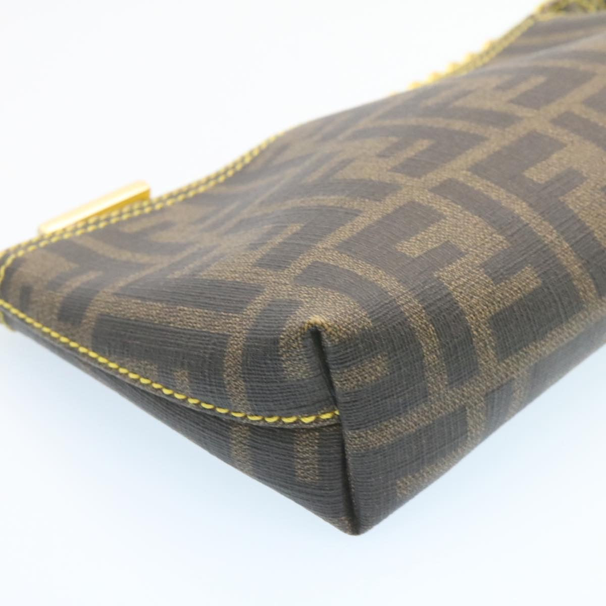 FENDI Zucca Canvas Chain Accessory Pouch Brown Black th2113
