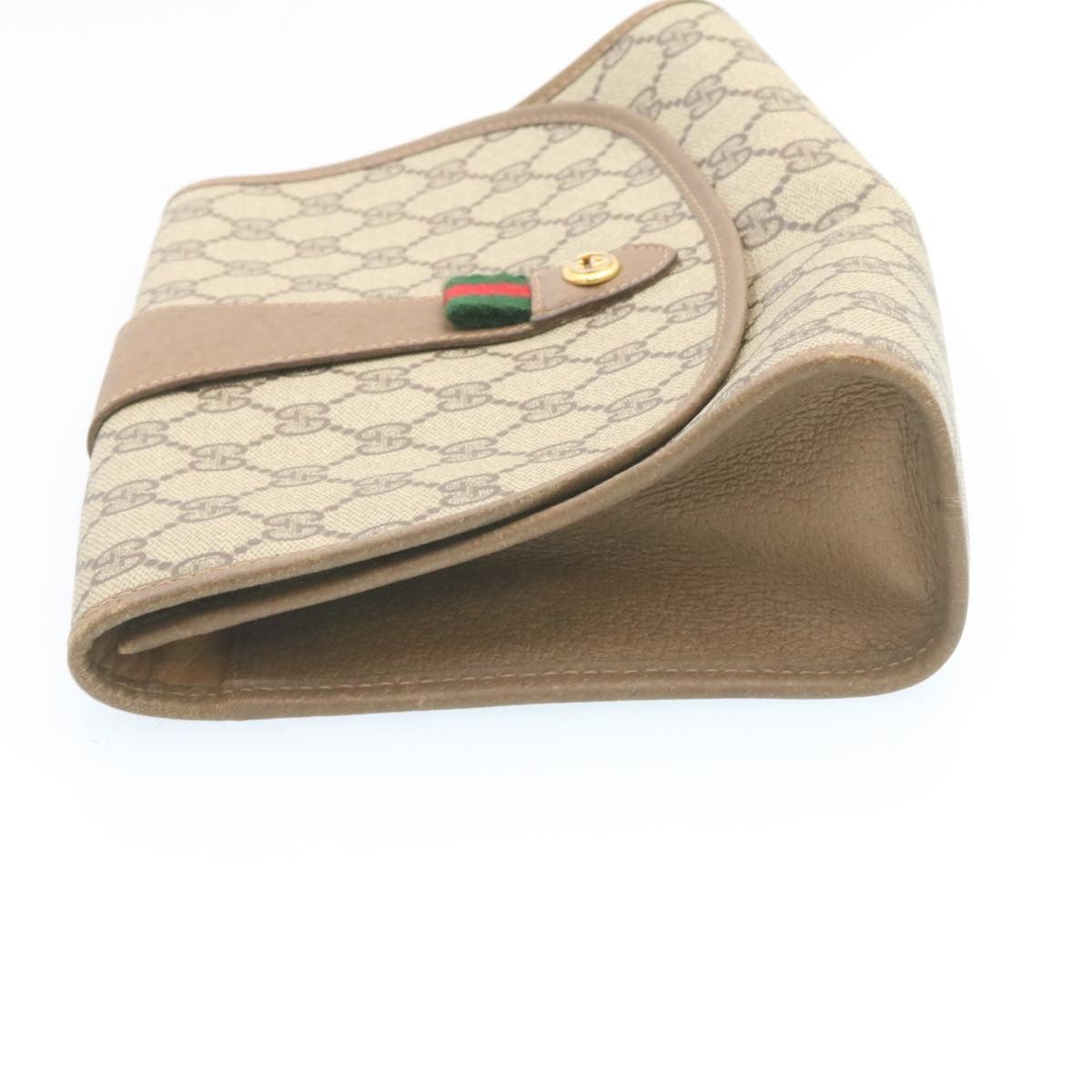 GUCCI Web Sherry Line GG Canvas Clutch Bag Beige Red Green th2124
