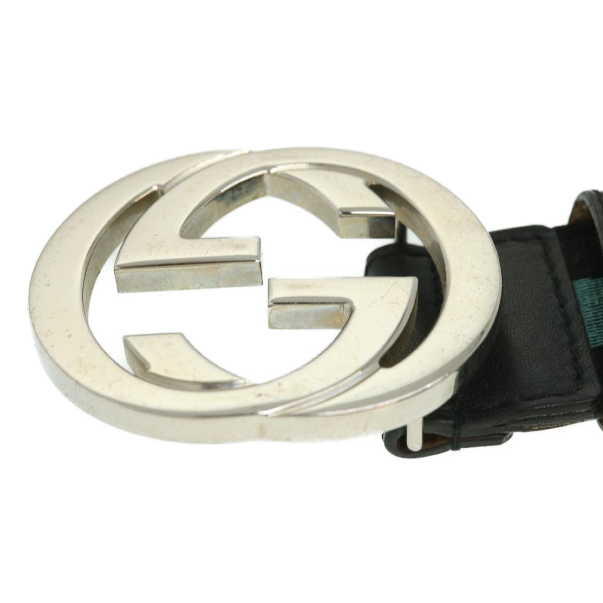 GUCCI Sherry Line Soho Belt Black Light Blue th2760