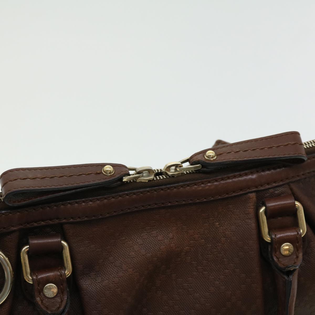 GUCCI Diamant Hand Bag Leather 2way Brown th2885