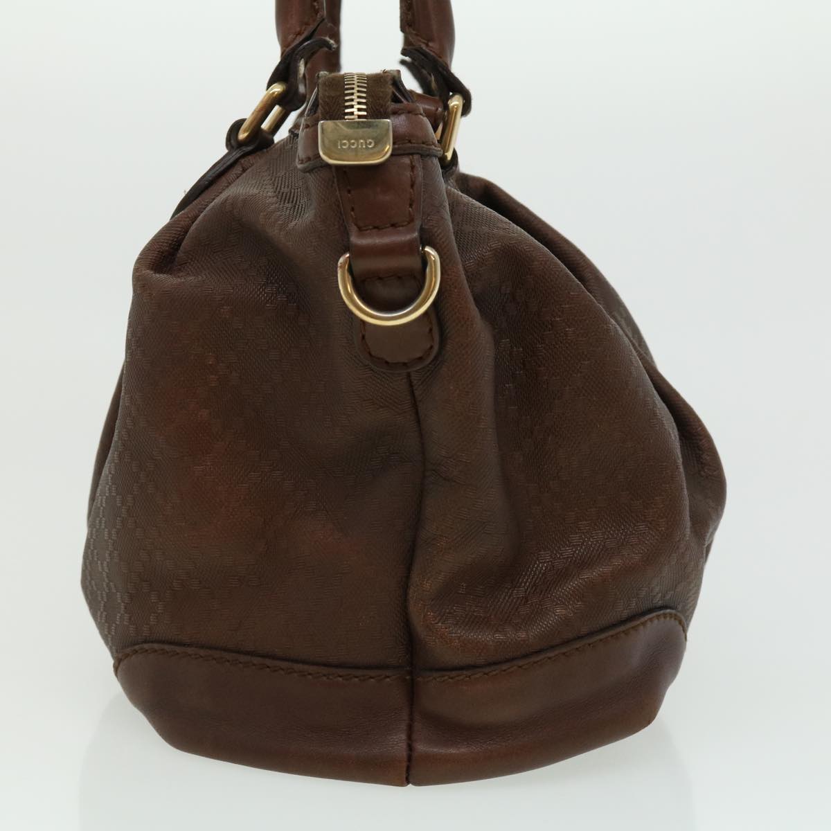 GUCCI Diamant Hand Bag Leather 2way Brown th2885