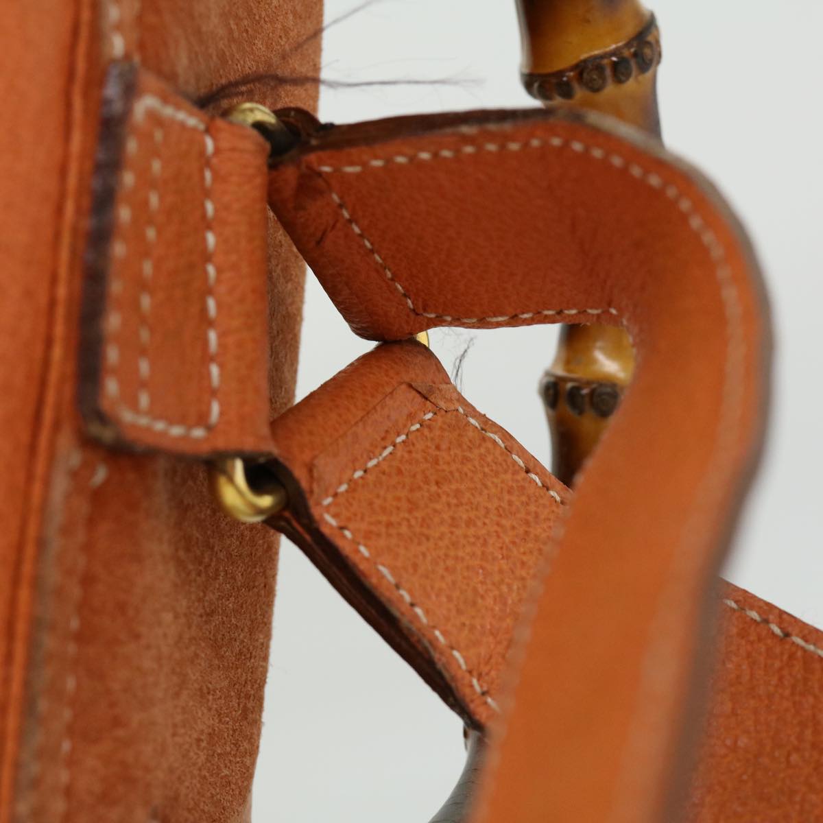 GUCCI Bamboo Backpack Suede Leather Orange th3041