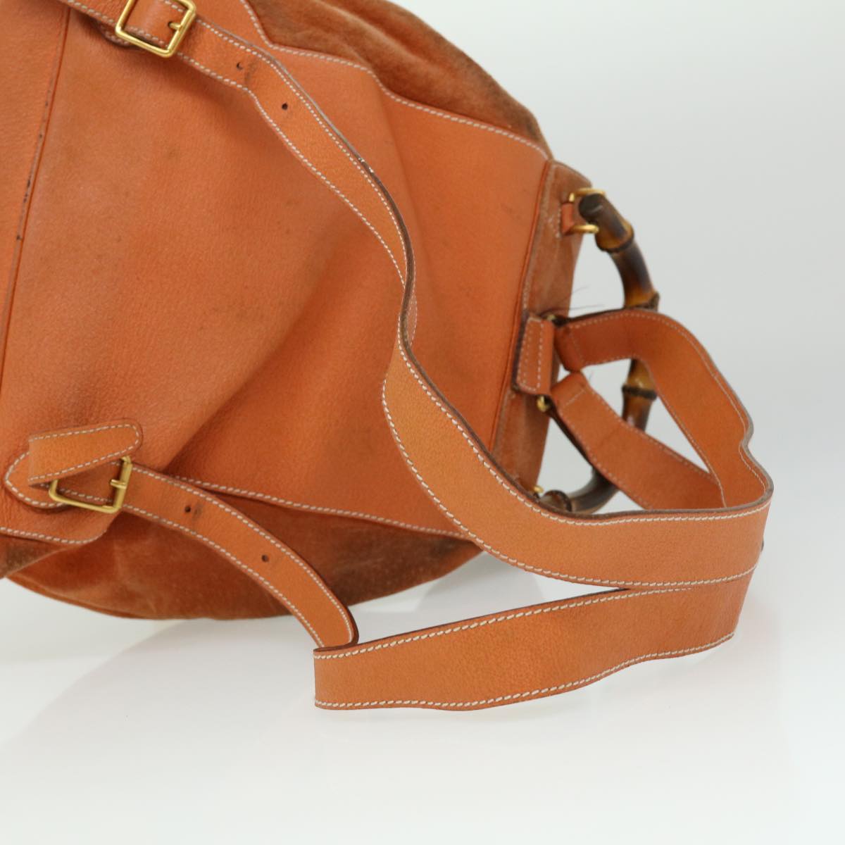 GUCCI Bamboo Backpack Suede Leather Orange th3041