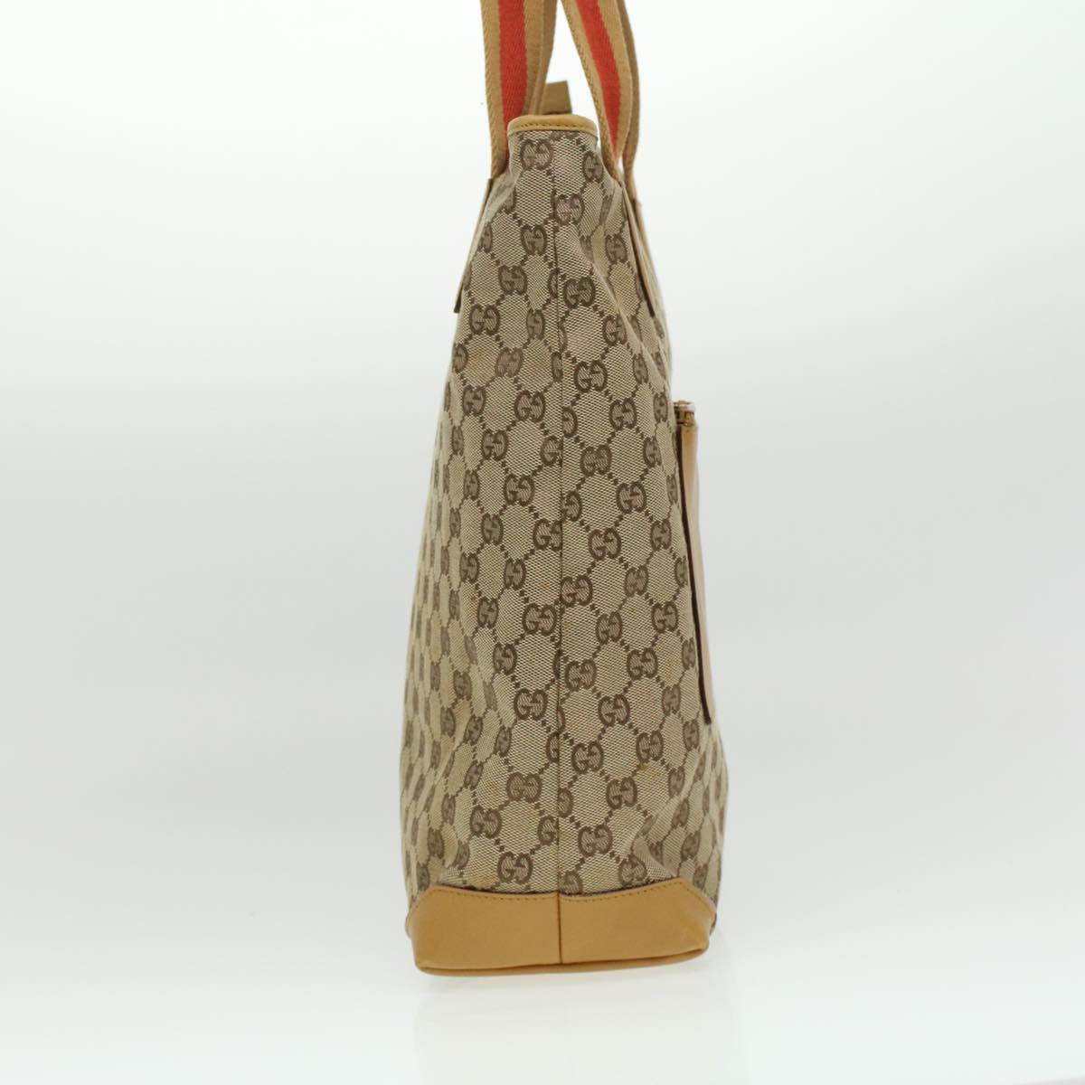 GUCCI Sherry Line GG Canvas Tote Bag Beige Red Brown th3191