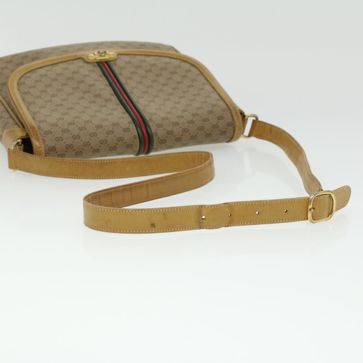 GUCCI Micro GG Canvas Shoulder Bag Beige th3237