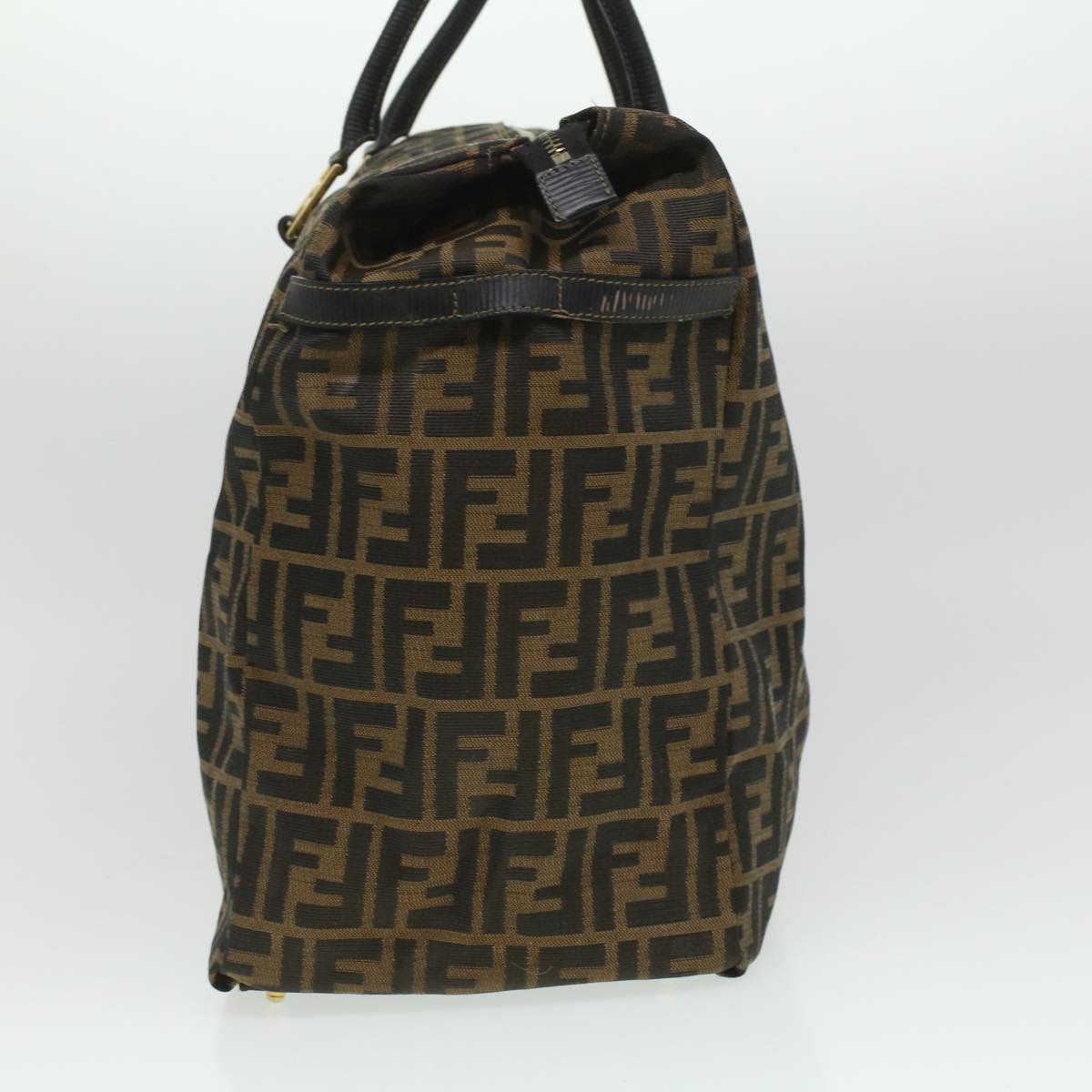FENDI Zucca Canvas Hand Bag Brown Black th3287