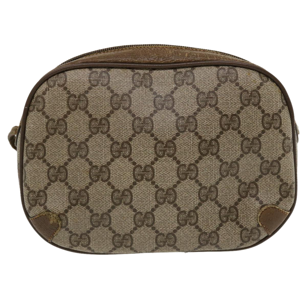 GUCCI GG Canvas Web Sherry Line Shoulder Bag PVC Leather Beige Red th3355