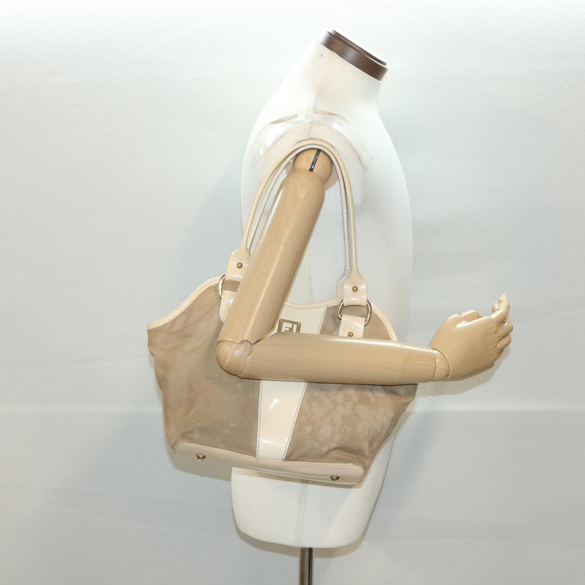 FENDI Shoulder Bag Canvas Beige 2435-8BH121-LAX-048 th3390