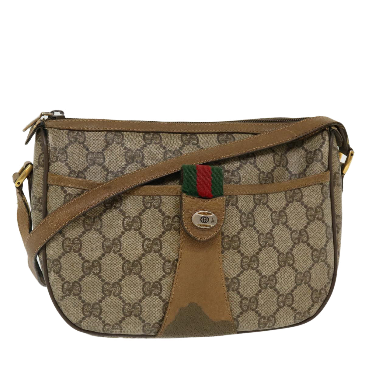GUCCI GG Canvas Web Sherry Line Shoulder Bag Beige Red Green 8902032 th3418