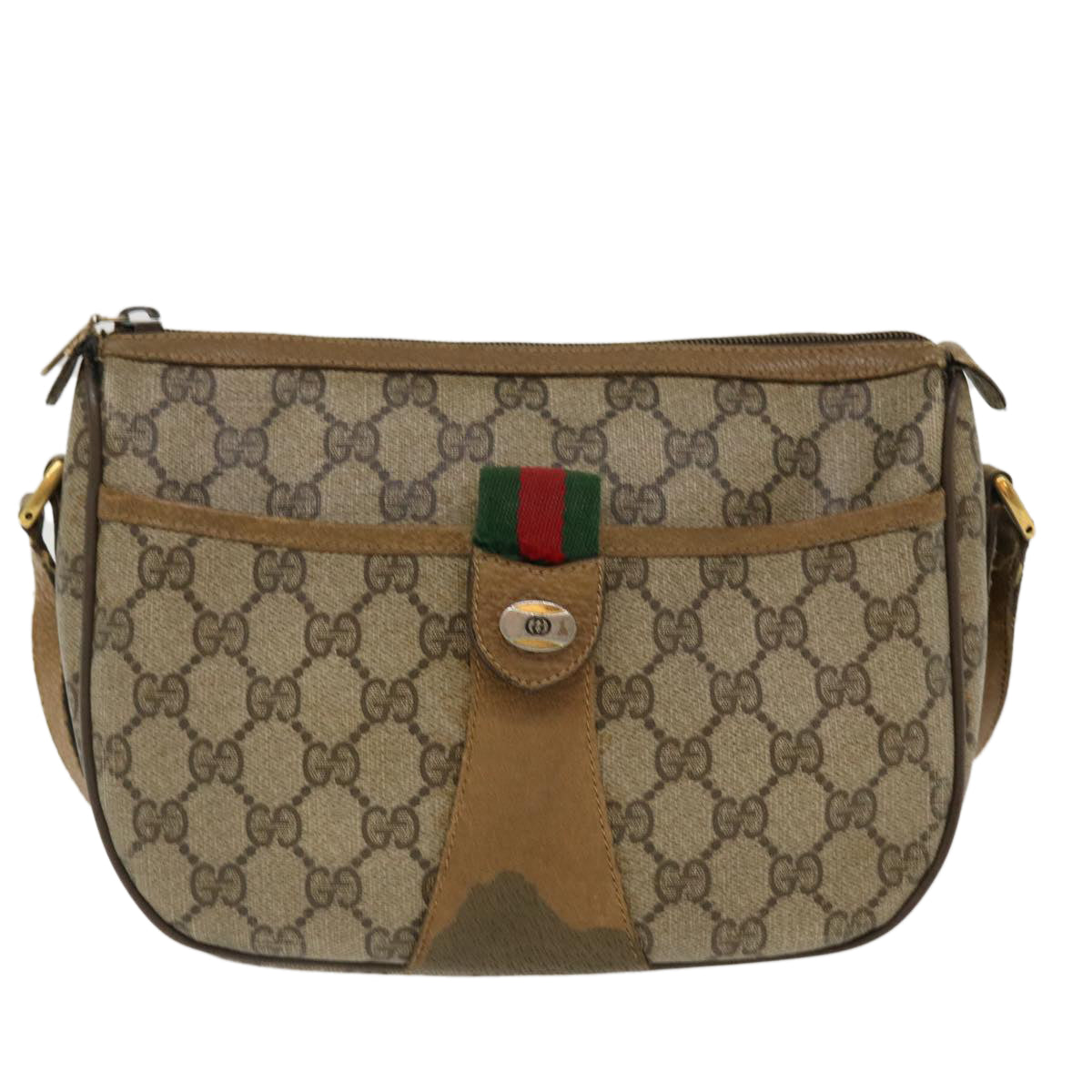 GUCCI GG Canvas Web Sherry Line Shoulder Bag Beige Red Green 8902032 th3418