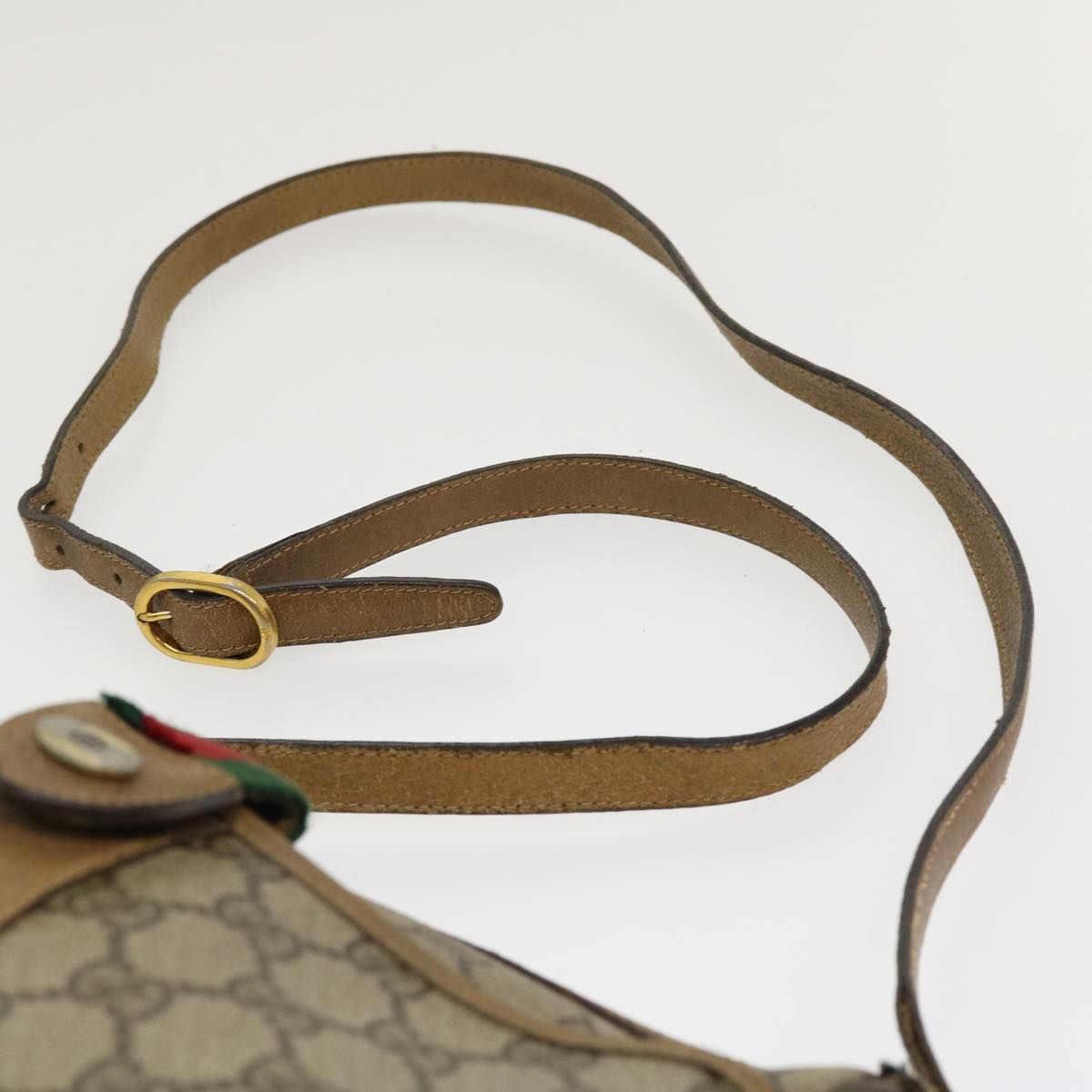 GUCCI GG Canvas Web Sherry Line Shoulder Bag Beige Red Green 8902032 th3418