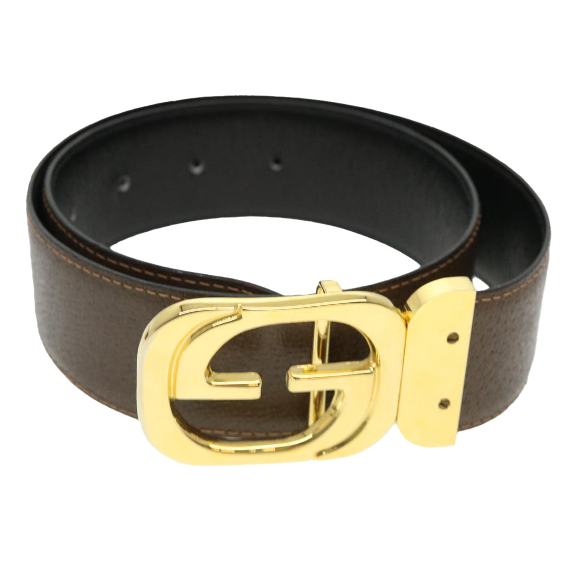GUCCI Belt Leather 30.7"" Brown th3511