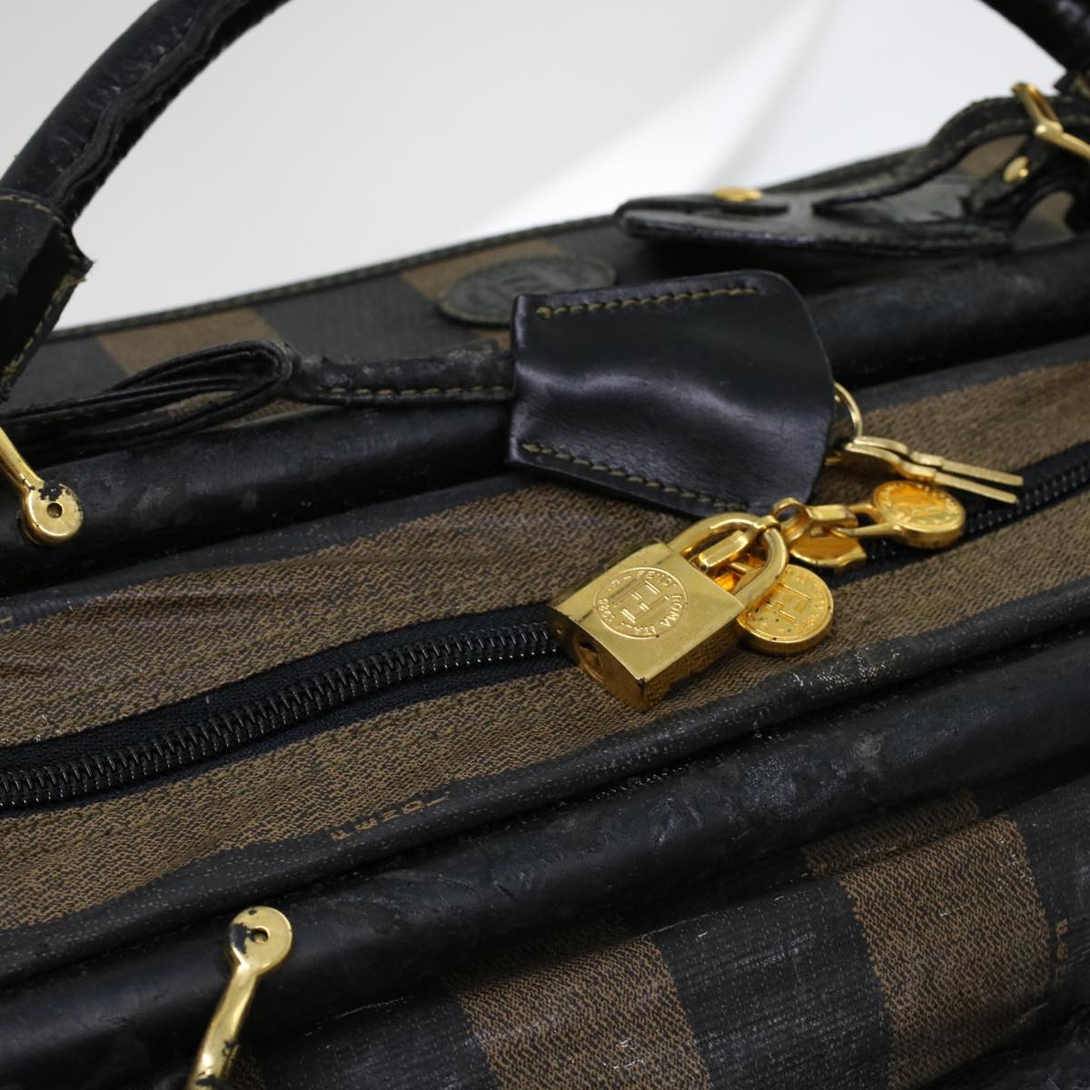 FENDI Pecan Canvas Shoulder Bag 2way Black Brown th3595
