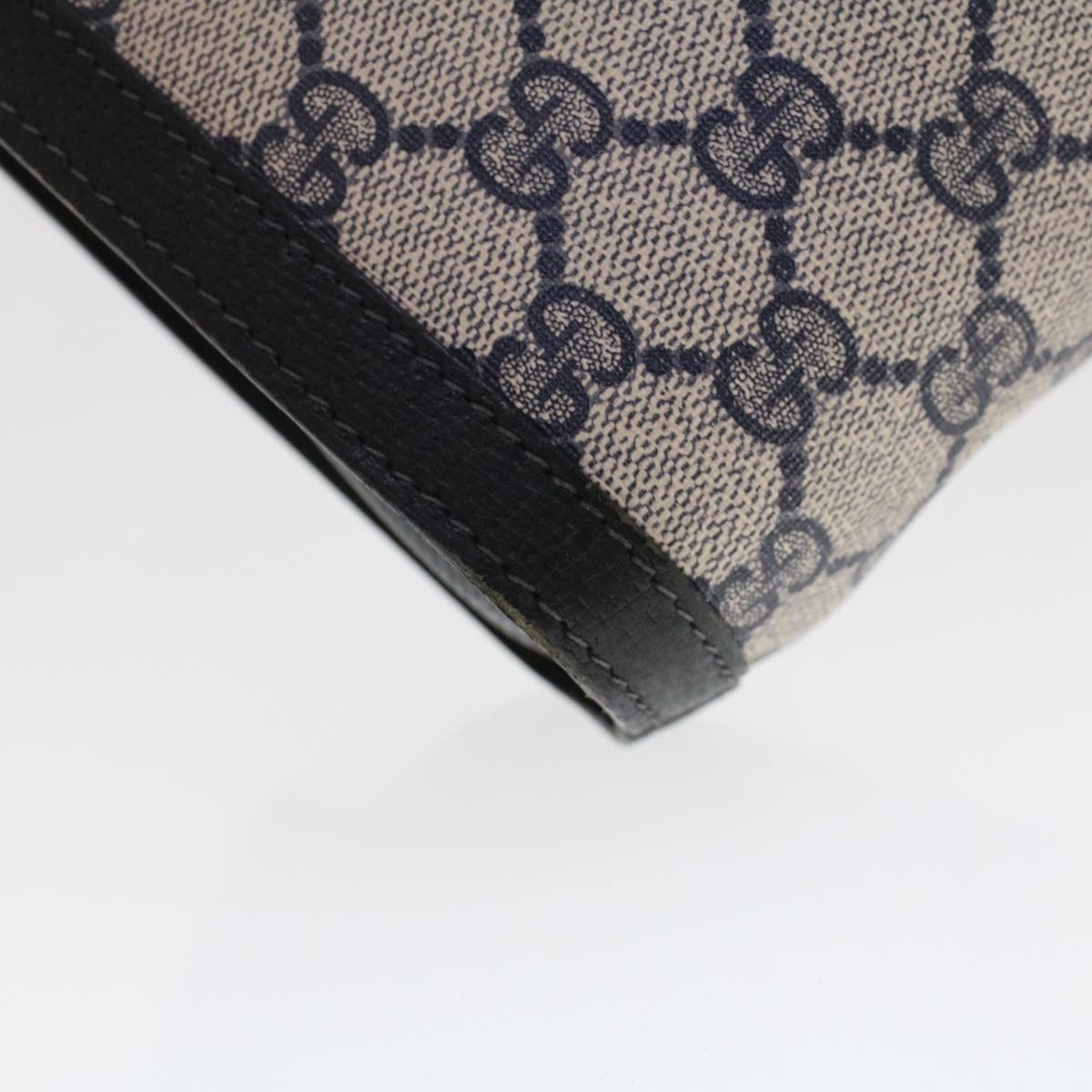 GUCCI GG Canvas Sherry Line Clutch Bag PVC Leather Gray Red Navy th3693