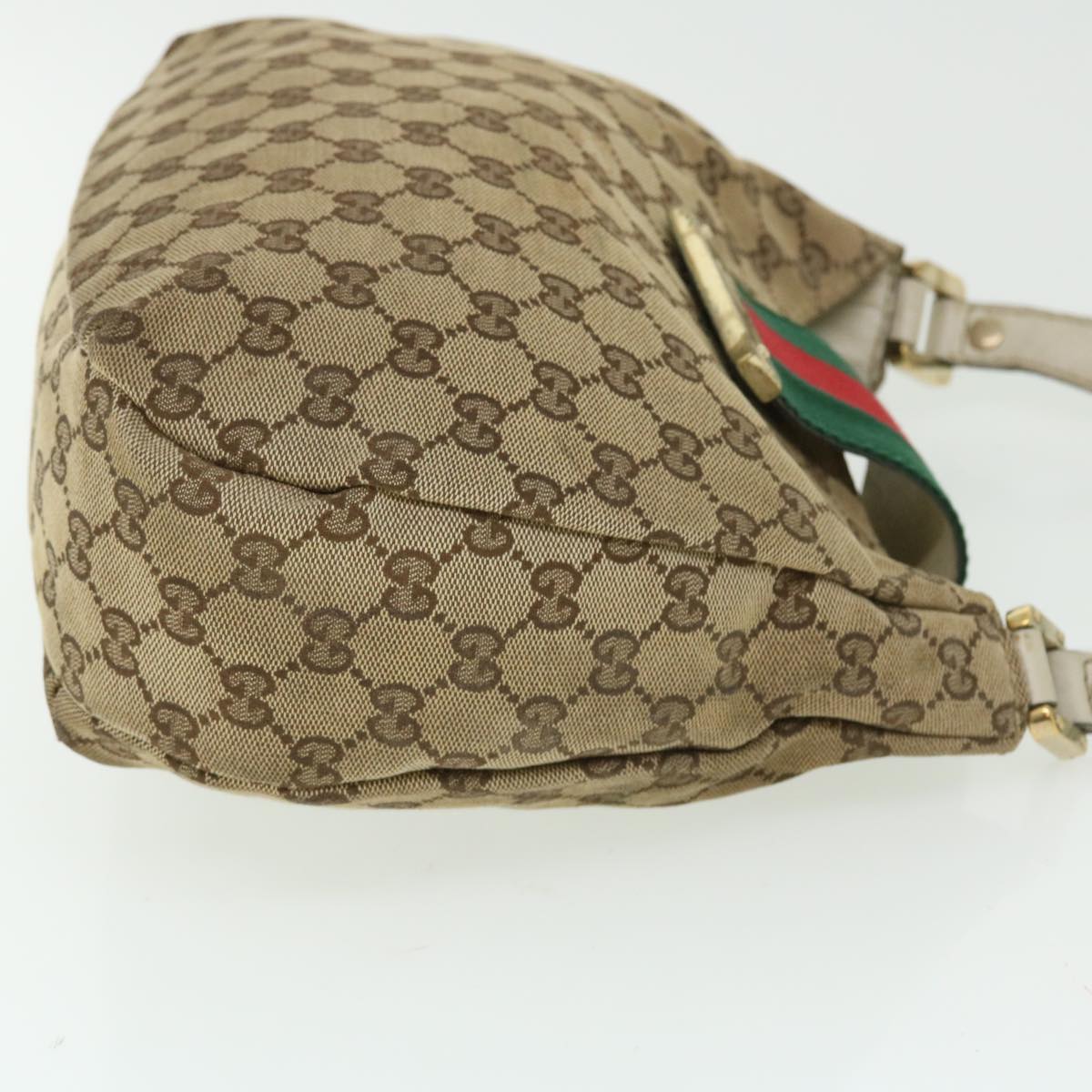 GUCCI GG Canvas Web Sherry Line Shoulder Bag Beige Red Green 211934 th3929