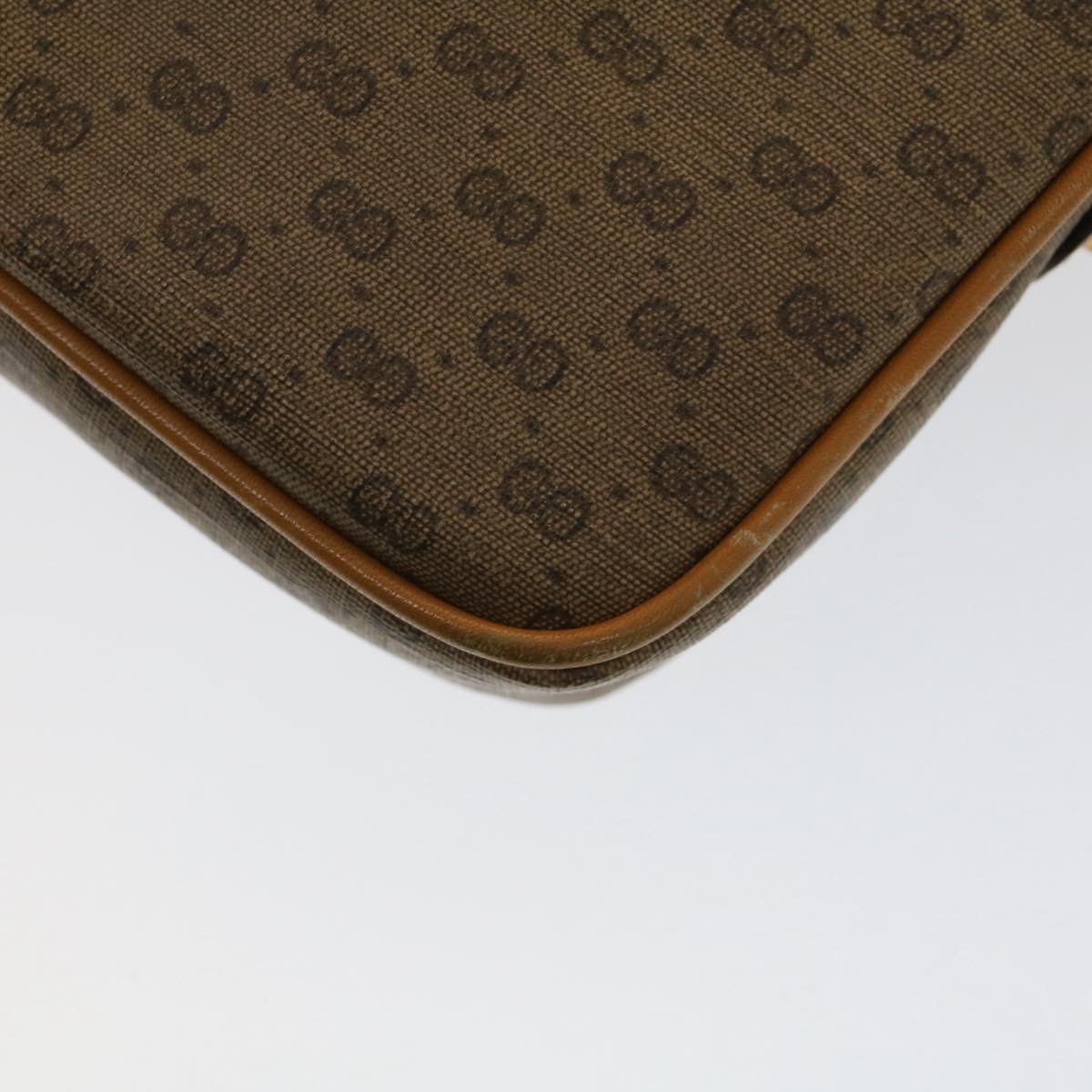 GUCCI Micro GG Canvas Shoulder Bag PVC Leather Beige th3930