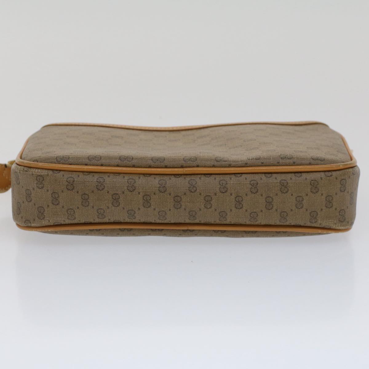GUCCI Micro GG Canvas Shoulder Bag PVC Leather Beige th3930