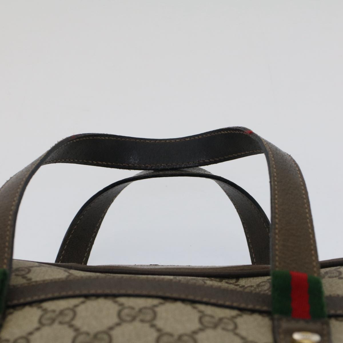GUCCI GG Canvas Web Sherry Line Hand Bag Beige Red Green 39.02.053 th3932