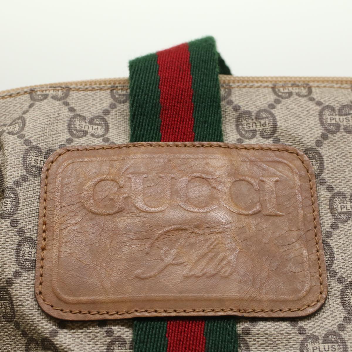 GUCCI GG Plus Canvas Web Sherry Line Hand Bag Beige Red Green th3991