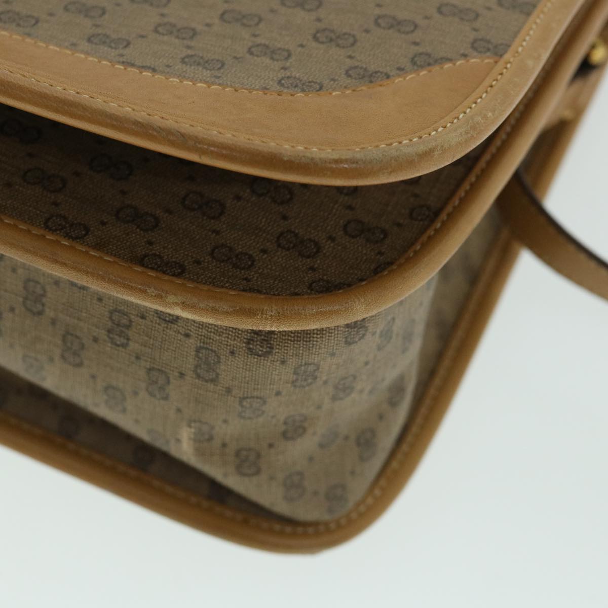 GUCCI Micro GG Canvas Web Sherry Line Shoulder Bag Beige th4016