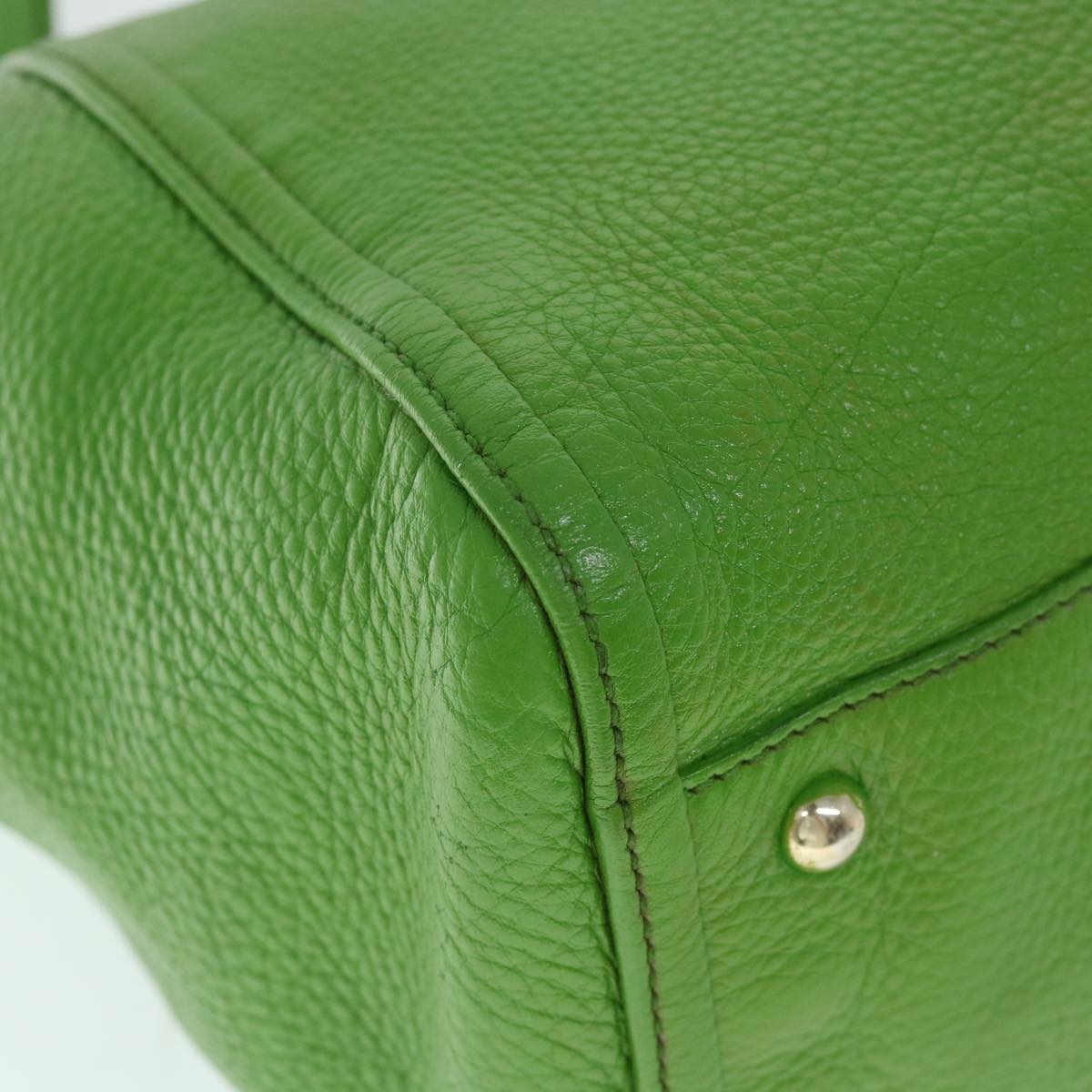 GUCCI Soho Shoulder Bag Leather Gray Green 282309 th4056
