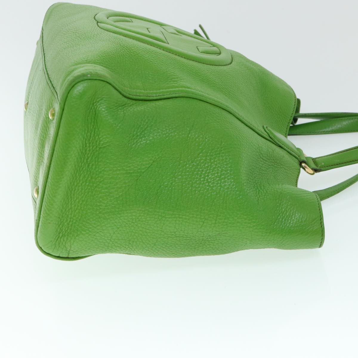 GUCCI Soho Shoulder Bag Leather Gray Green 282309 th4056