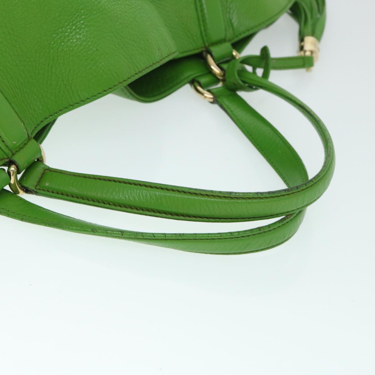 GUCCI Soho Shoulder Bag Leather Gray Green 282309 th4056