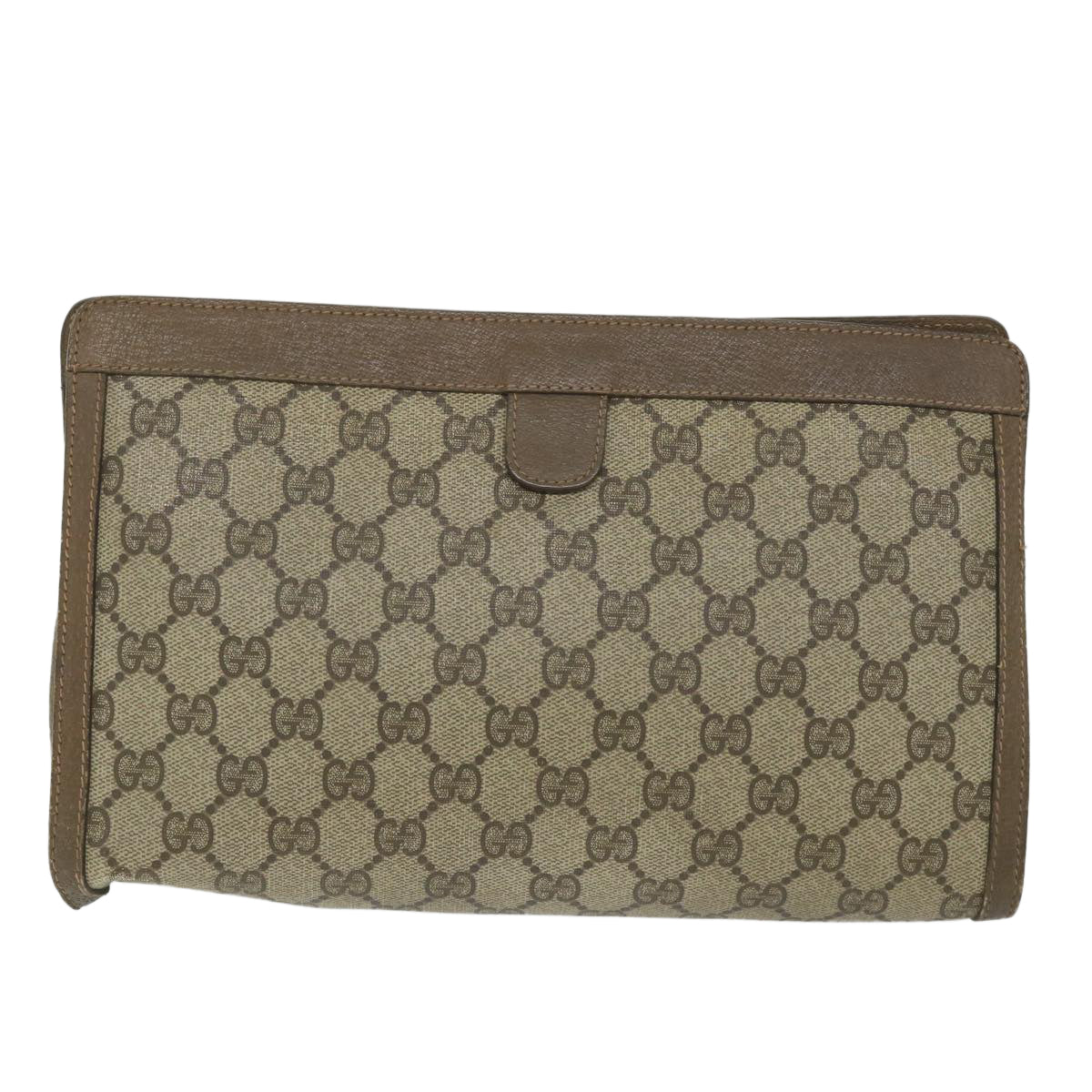 GUCCI GG Supreme Web Sherry Line Clutch Bag Beige Red 89 01 033 th4233