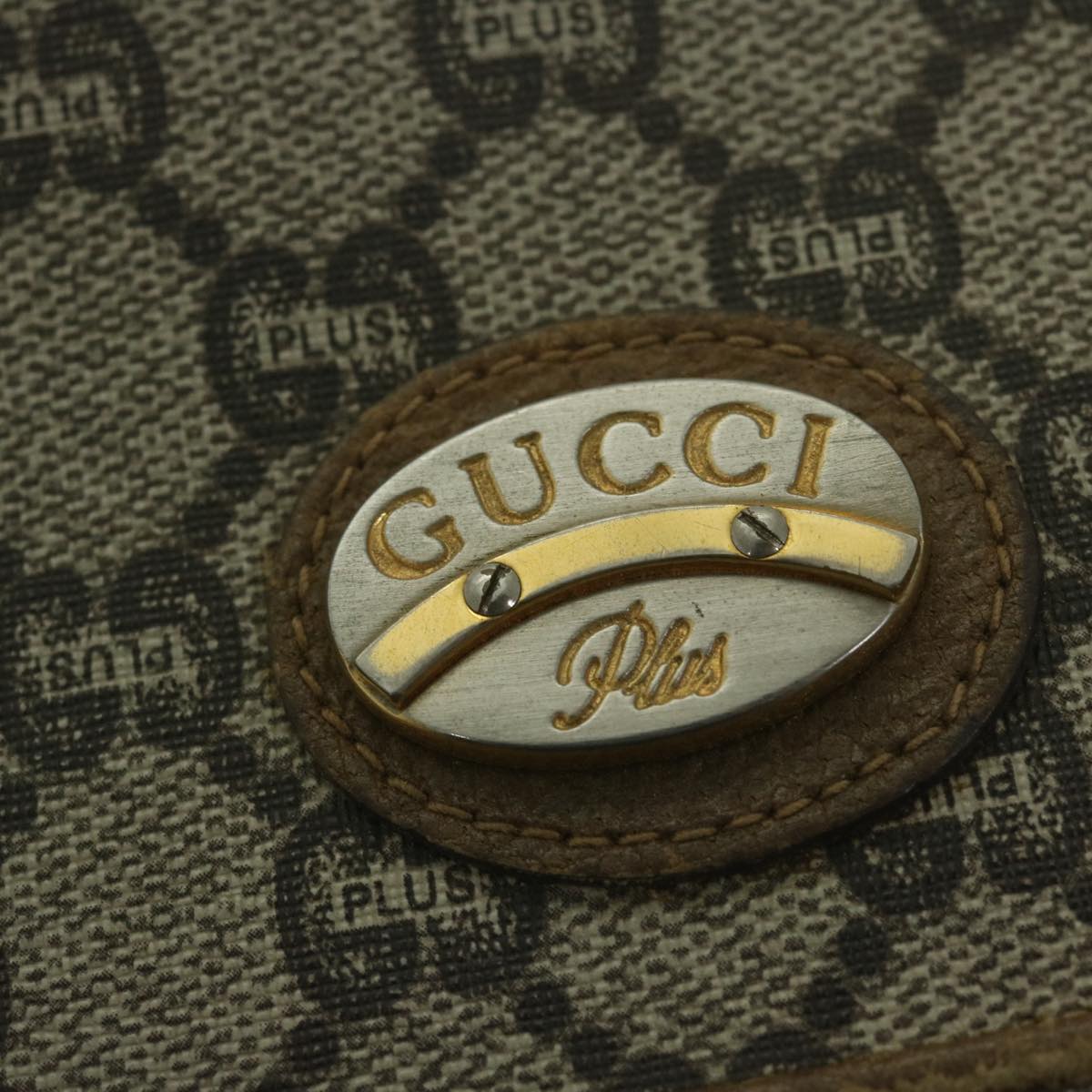 GUCCI GG Plus Supreme Shoulder Bag PVC Leather Beige th4389