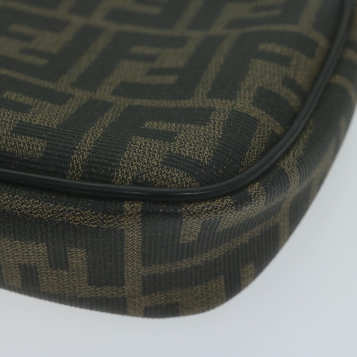 FENDI Zucca Canvas Shoulder Bag Brown Black th4549