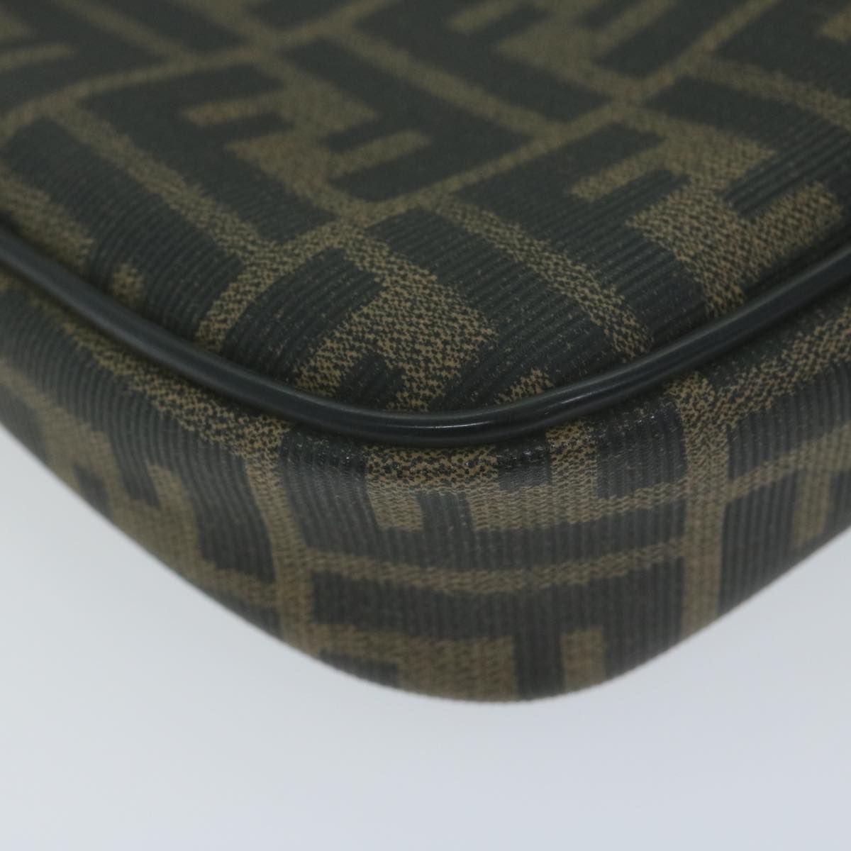 FENDI Zucca Canvas Shoulder Bag Brown Black th4549