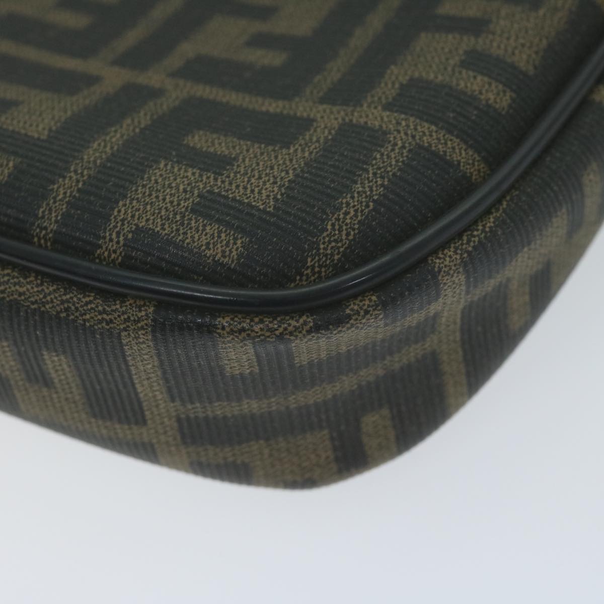 FENDI Zucca Canvas Shoulder Bag Brown Black th4549