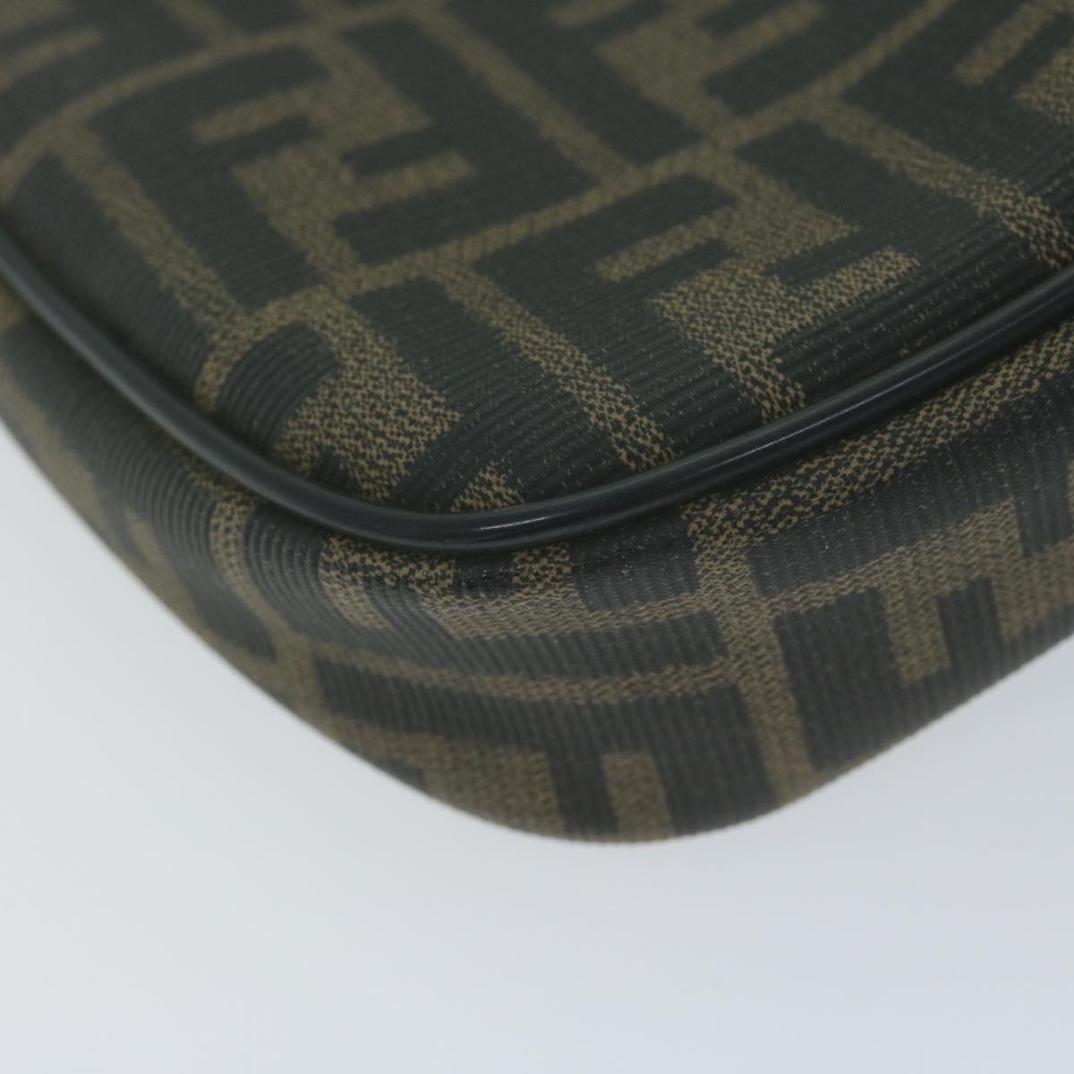 FENDI Zucca Canvas Shoulder Bag Brown Black th4549