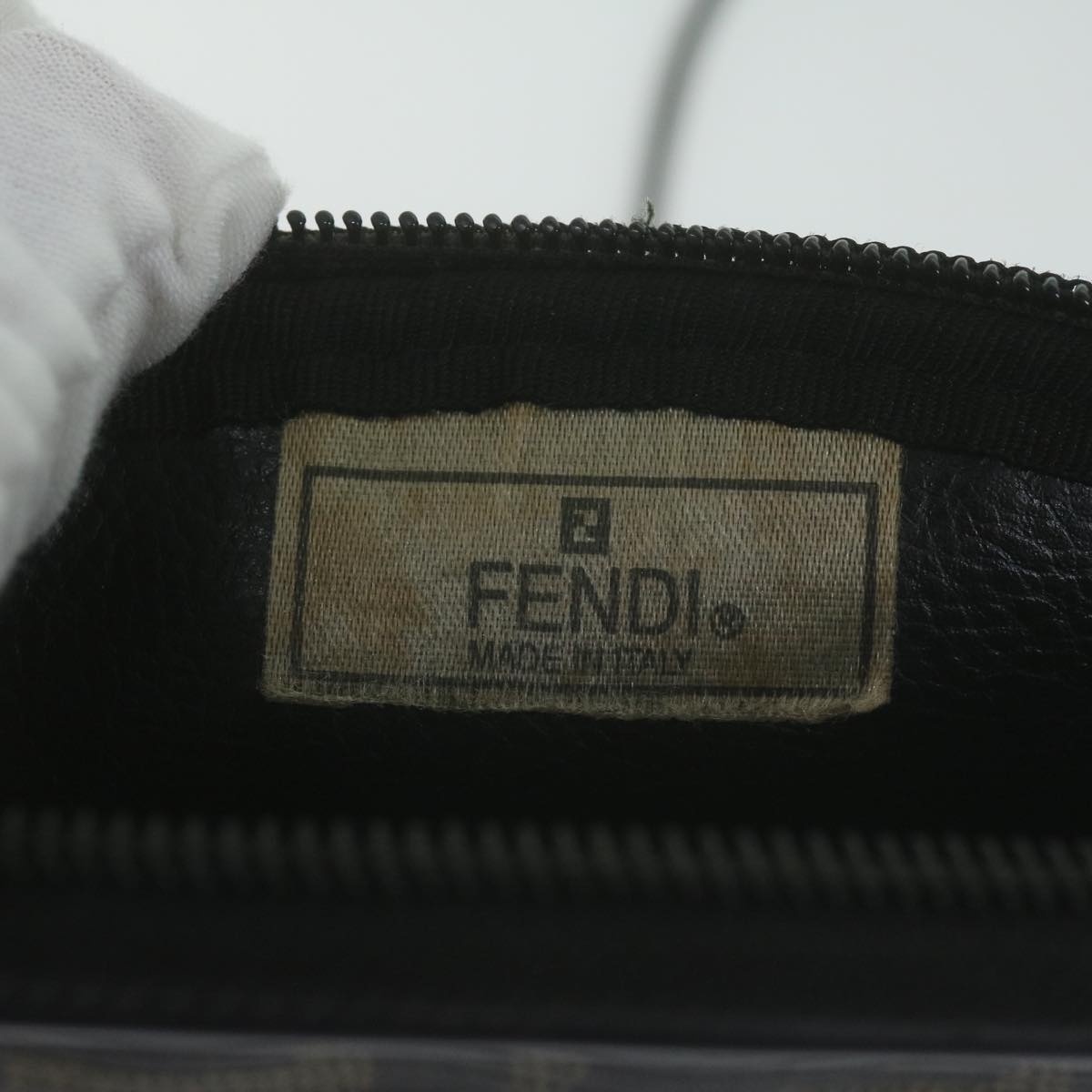 FENDI Zucca Canvas Shoulder Bag Brown Black th4549