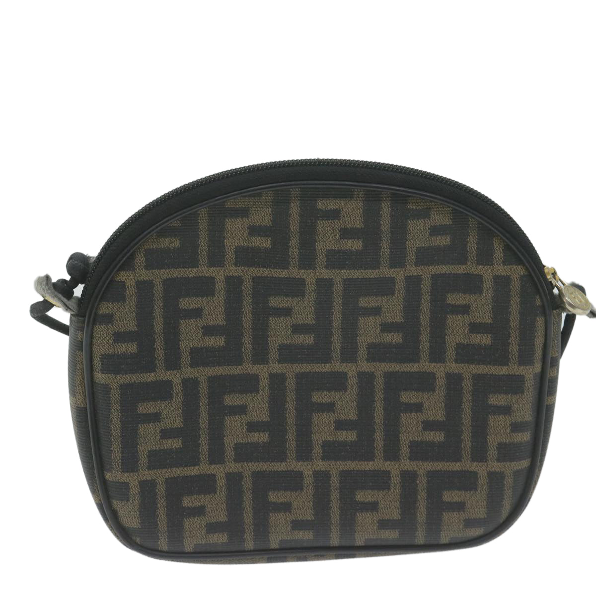 FENDI Zucca Canvas Shoulder Bag Brown Black th4549