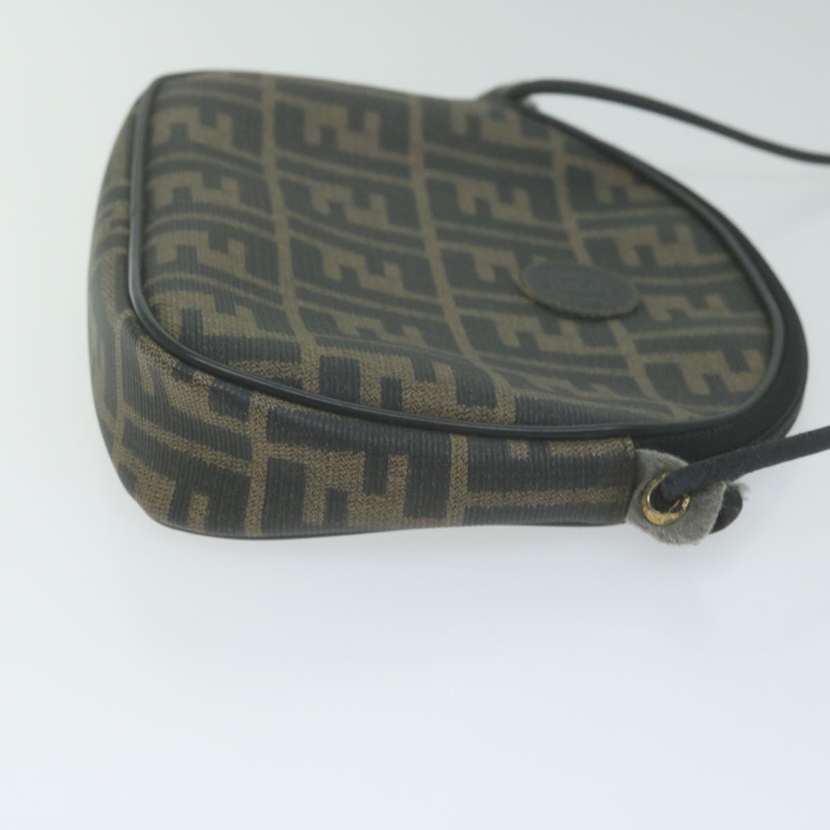 FENDI Zucca Canvas Shoulder Bag Brown Black th4549