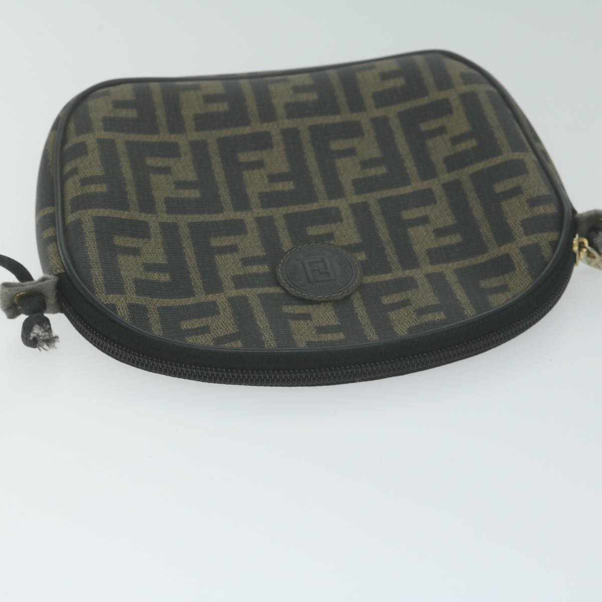 FENDI Zucca Canvas Shoulder Bag Brown Black th4549
