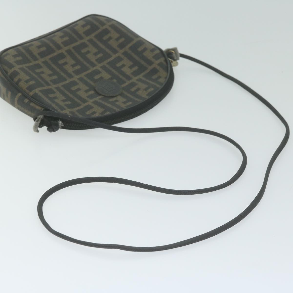 FENDI Zucca Canvas Shoulder Bag Brown Black th4549