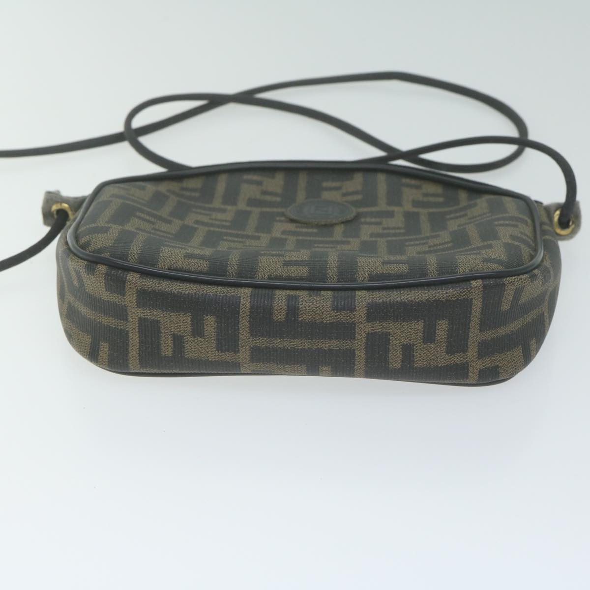 FENDI Zucca Canvas Shoulder Bag Brown Black th4549