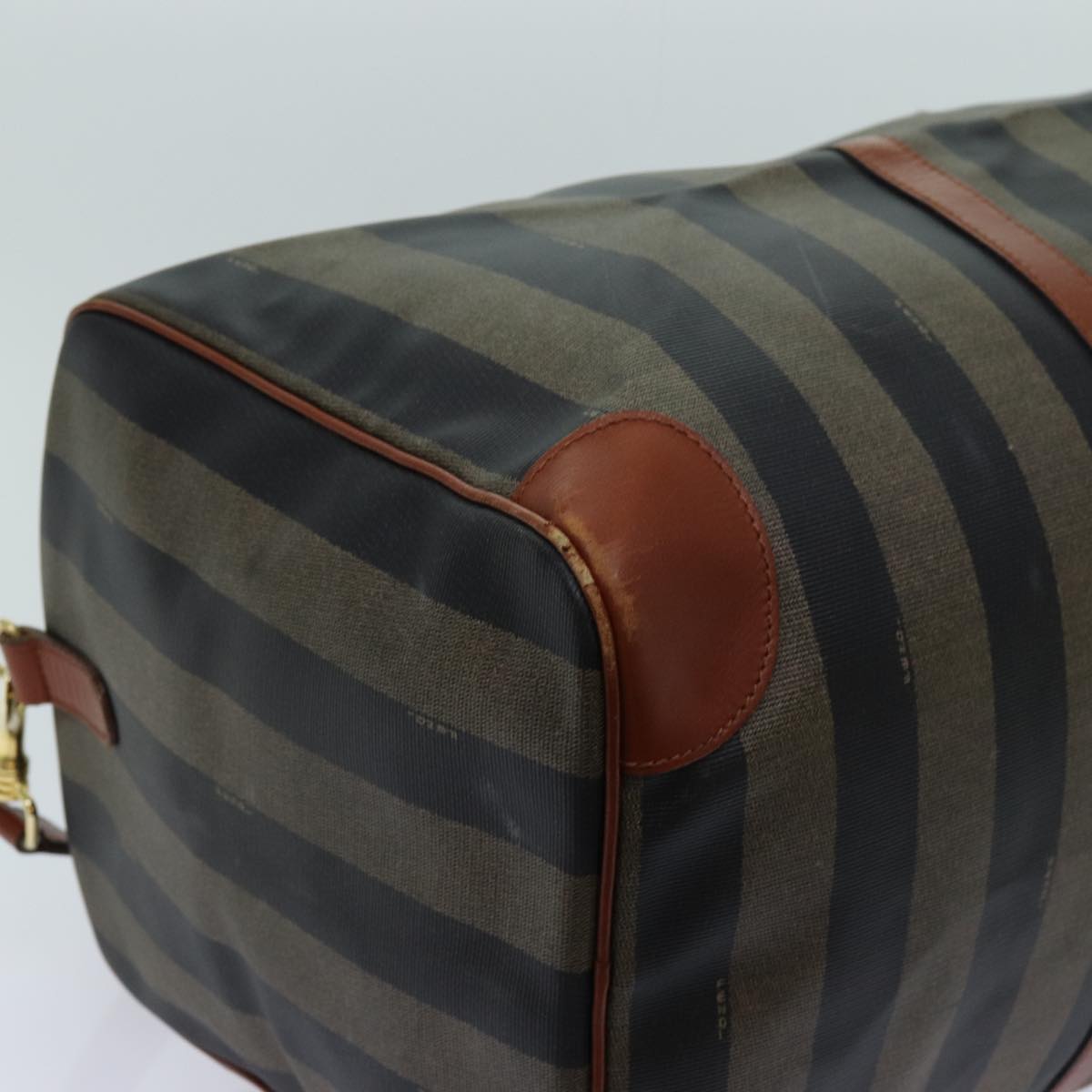 FENDI Pecan Canvas Boston Bag 2way Brown Black th4751
