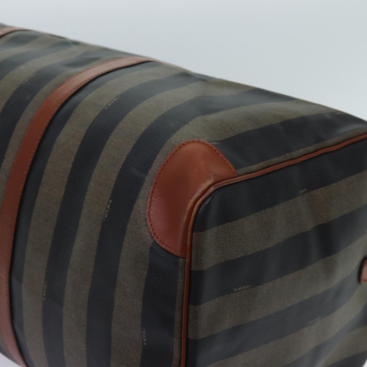 FENDI Pecan Canvas Boston Bag 2way Brown Black th4751