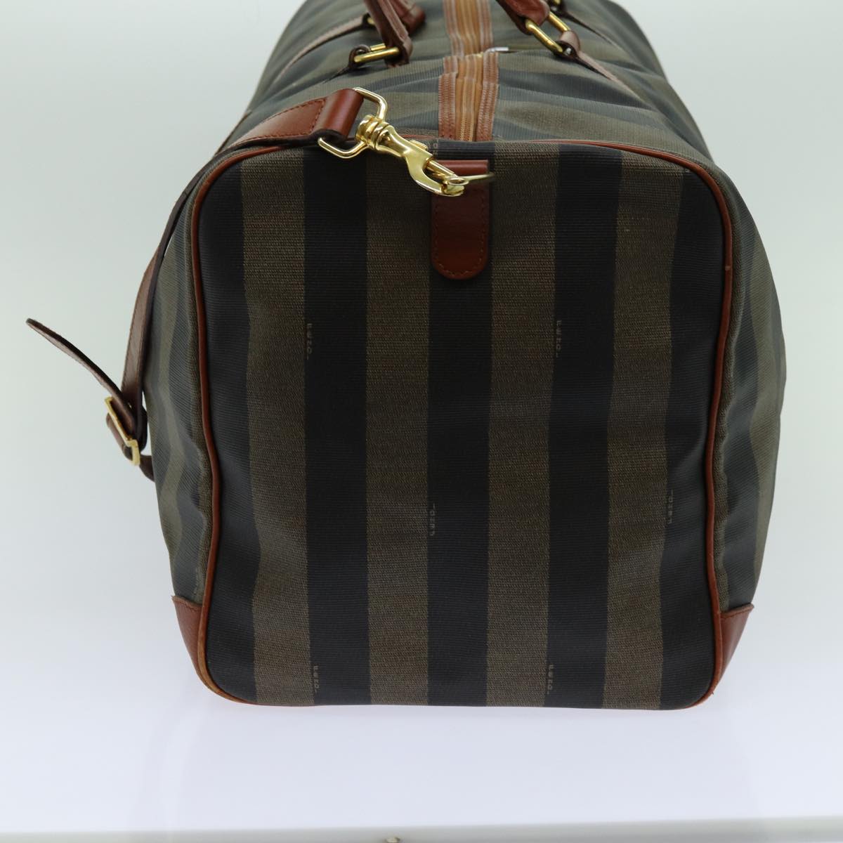 FENDI Pecan Canvas Boston Bag 2way Brown Black th4751