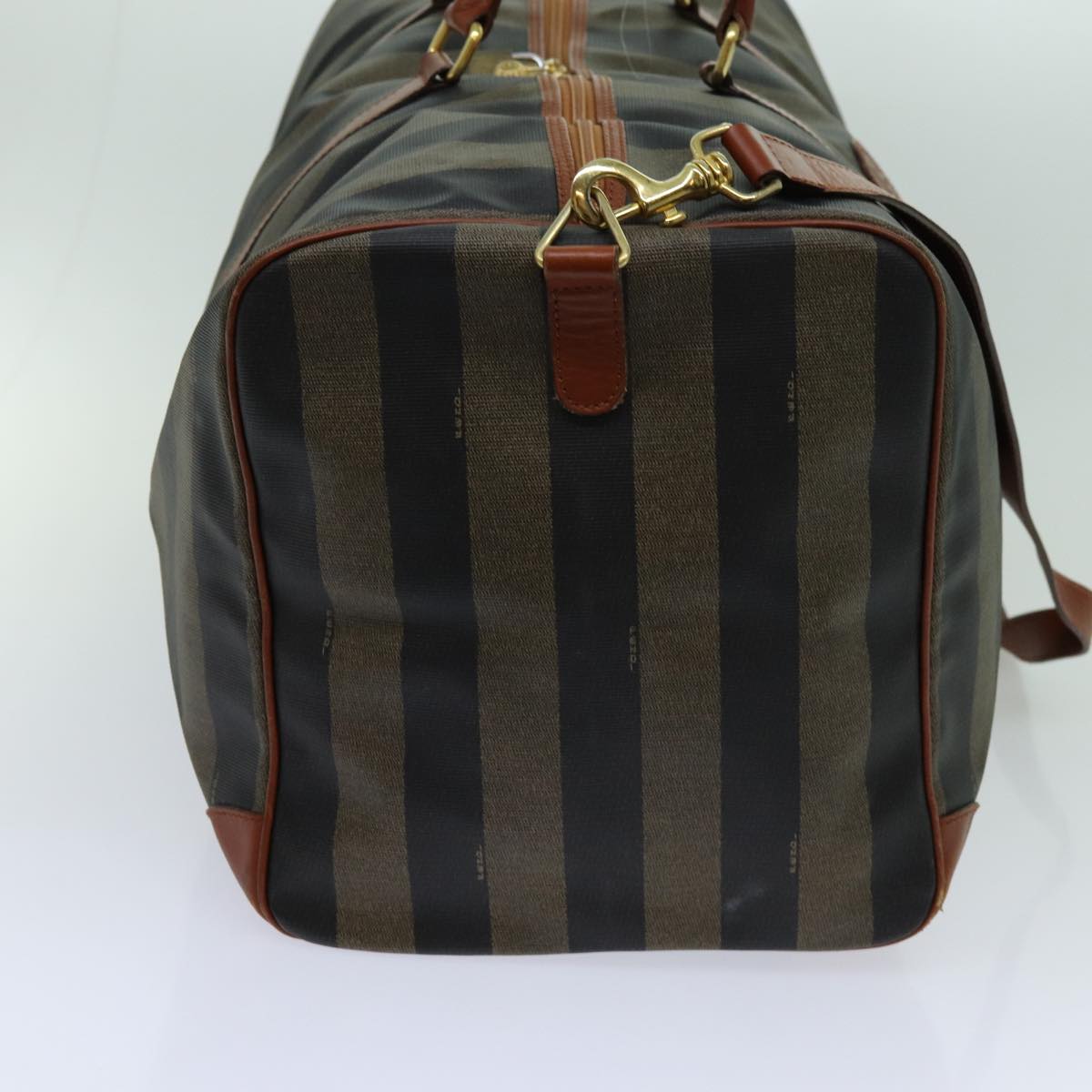 FENDI Pecan Canvas Boston Bag 2way Brown Black th4751