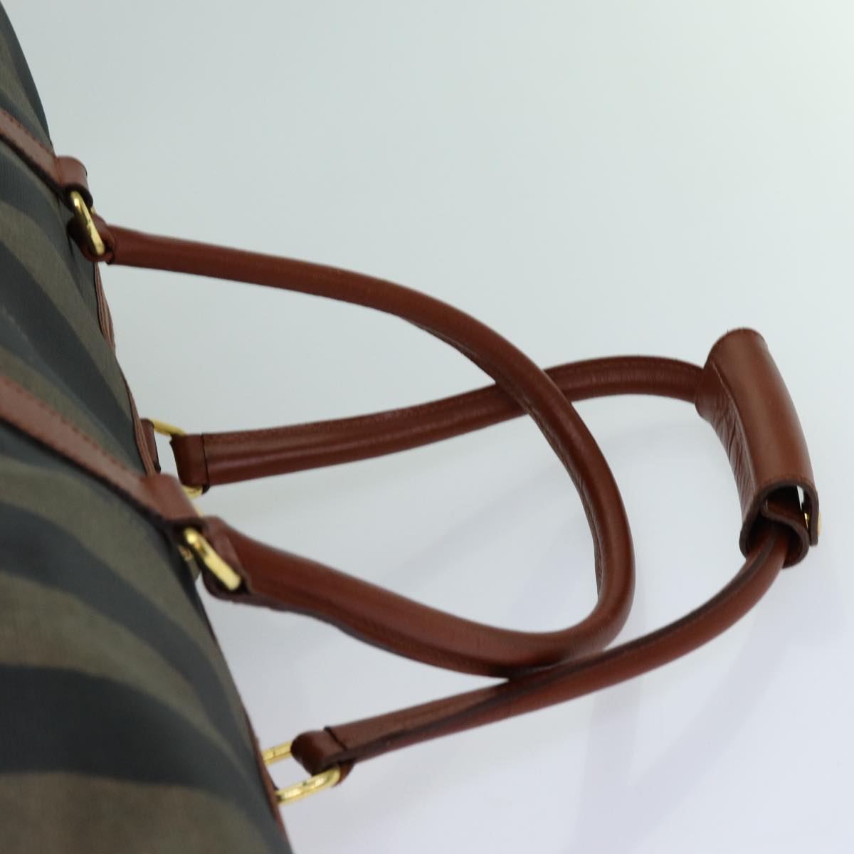 FENDI Pecan Canvas Boston Bag 2way Brown Black th4751
