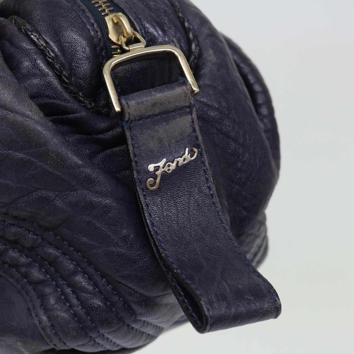 FENDI Spy bag Hand Bag Leather Purple th4808