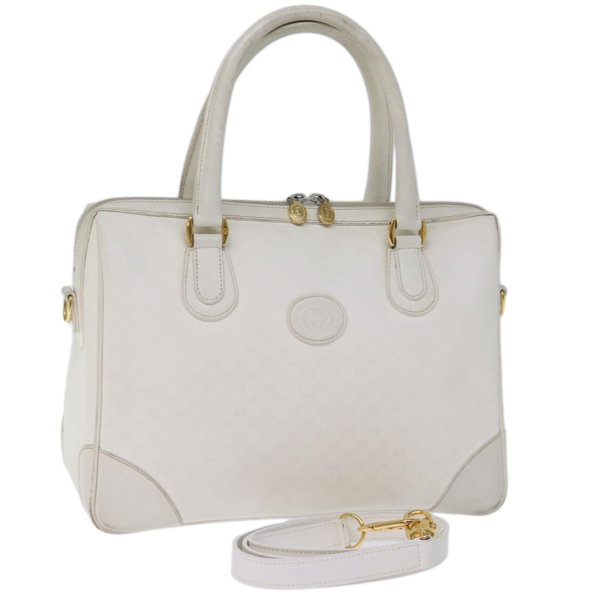 GUCCI Micro GG Canvas Hand Bag PVC 2way White 002 123 0167 th4828
